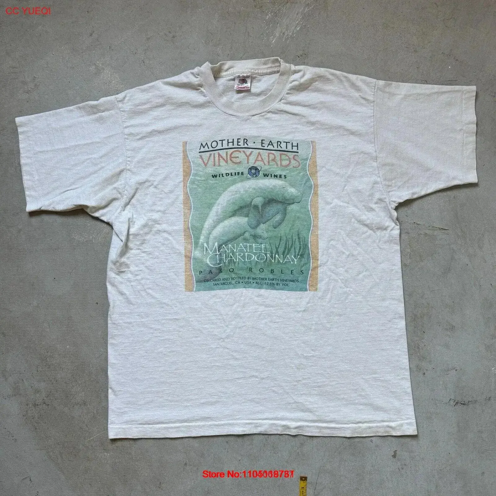 Madre Tierra Vineyards Camiseta 90s Vtg XL Chardonnay Paso Robles Vida Silvestre Vino vintage Lavado Gráfico Estirado Versátil