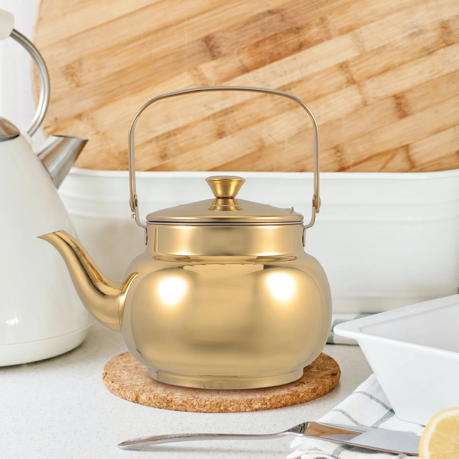 

Чайник из нержавеющей стали для дома, кухонный чайник-заварник с удобной ручкой и защитой от перелива