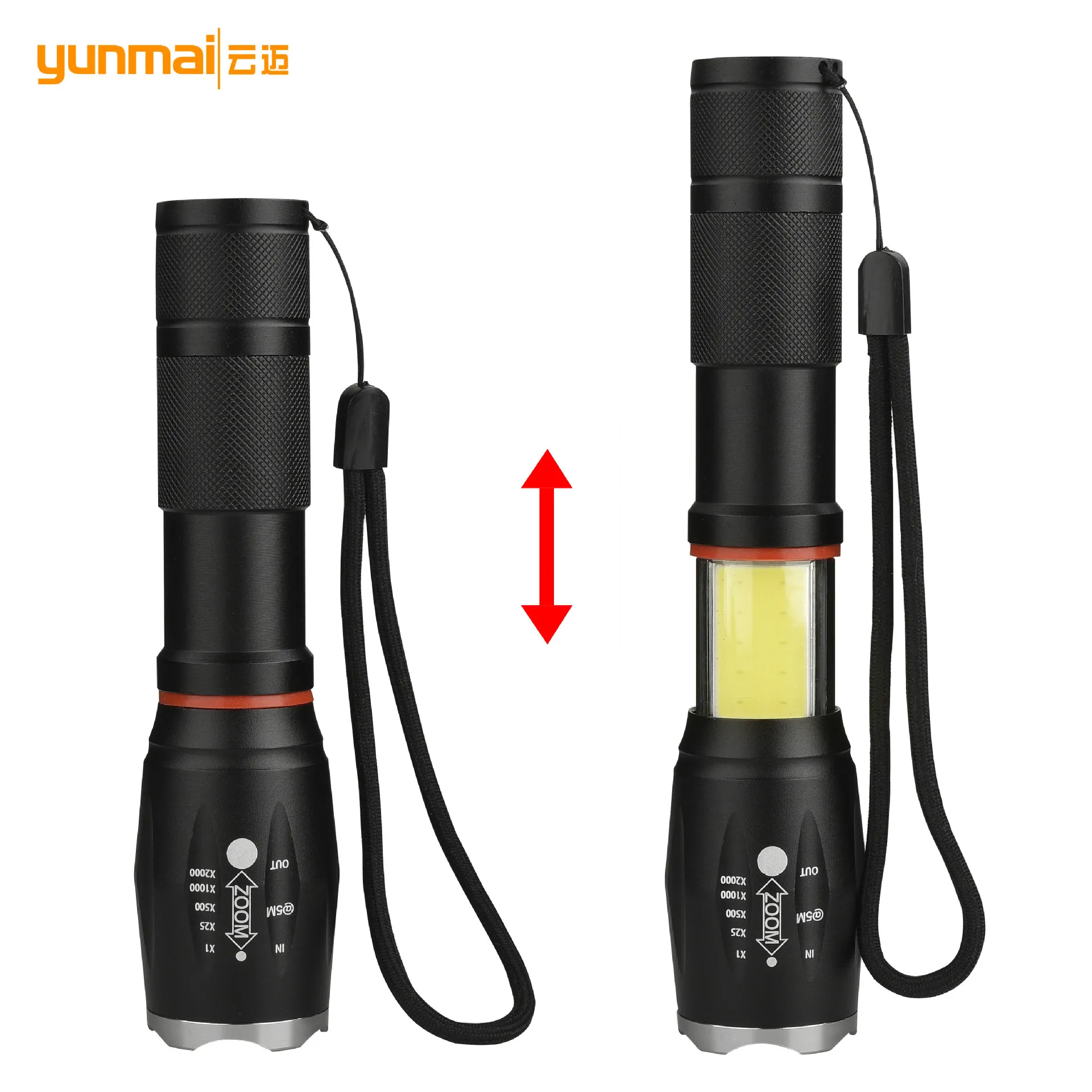 

New T6 + COB Flashlight, Strong Light Flashlight COB Work Light, Maintenance Light with Magnet T6 Flashlight