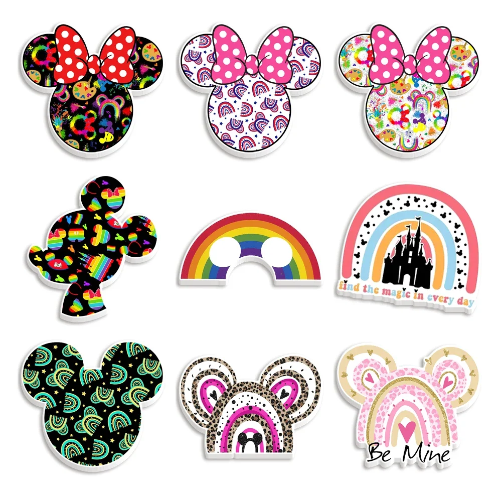 

30Pcs/lots Rainbow Series Disney Mickey Resin DIY Children's Day Party Decorations Craft Supplies