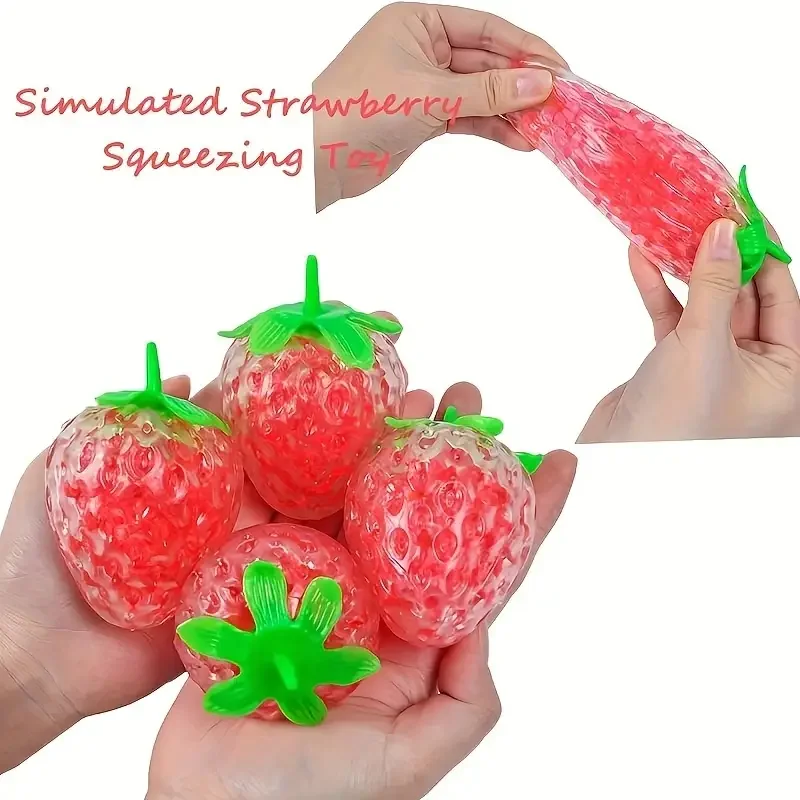 Squishy Strawberry Stress Ball - Soft Fidget Sensory Toy for Adults Kids Anxiety Autism Relief, Slow Rebound Party Favors Gifts