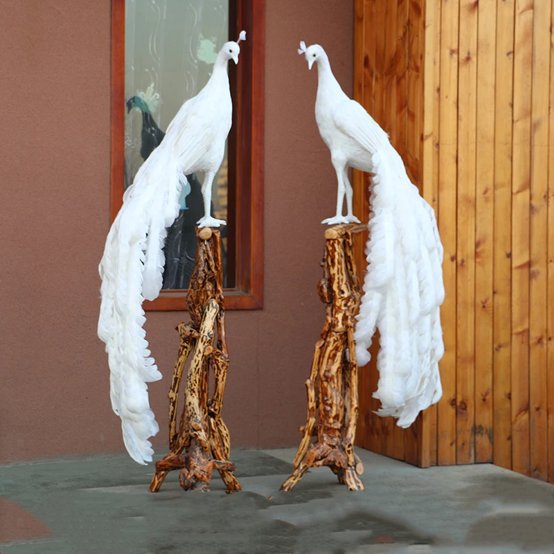 

Photography Props Crafts Window Home Decoration White Peacock Specimen Real Feather Simulation Peacock