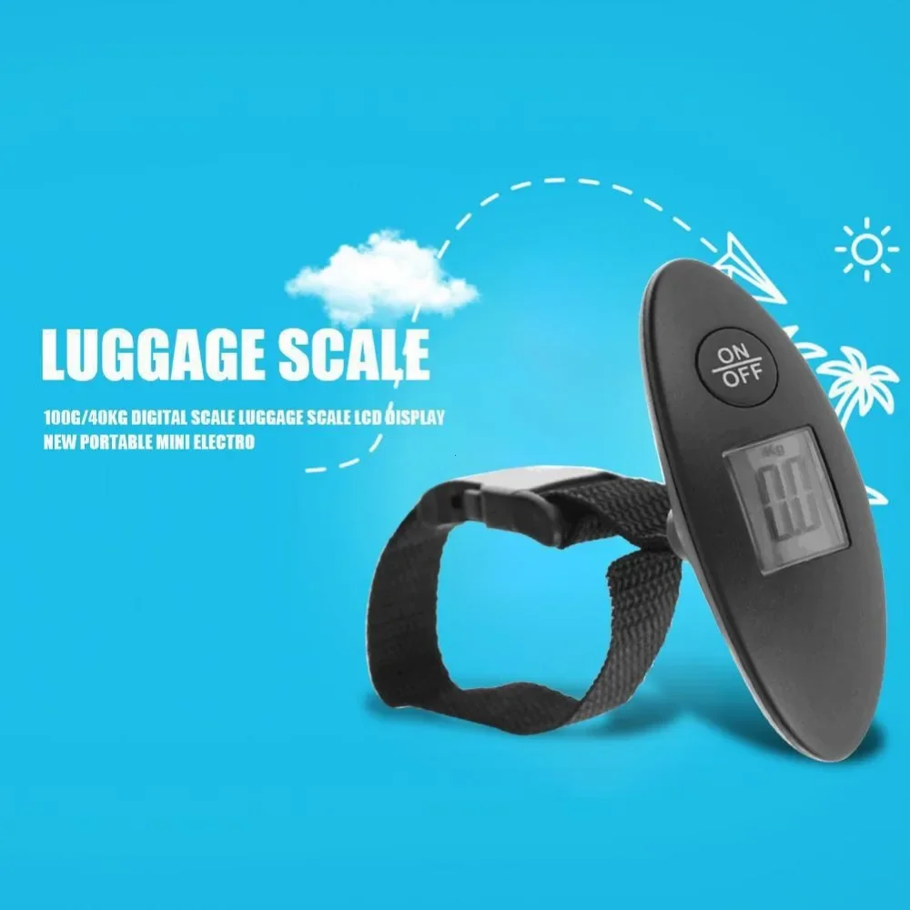 Mini LCD 40kg/100g Digital Electronic Luggage Scale Portable Suitcase Scale Handled Travel Bag Weighting Fish Hook Hanging Scale