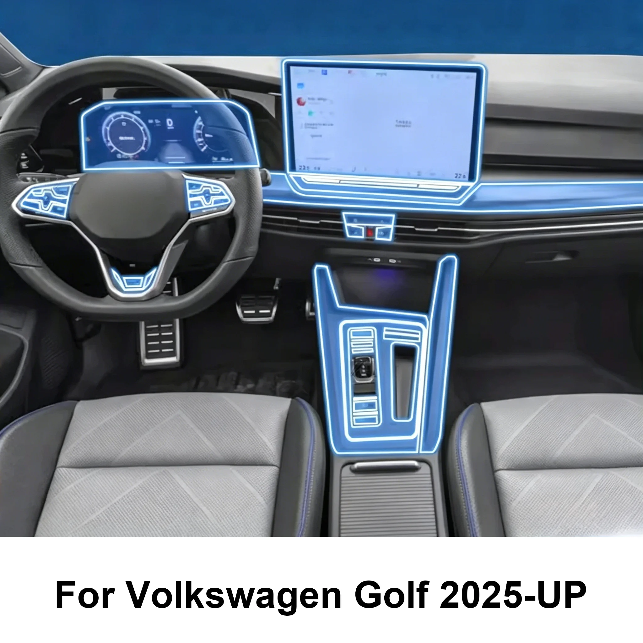 PPF-Schutzfolie für Volkswagen VW Golf 8.5 2025 Golf 8 MK8.5/7 2024 Innenraum Mittelkonsole Transparente TPU-Folie – Detail 2