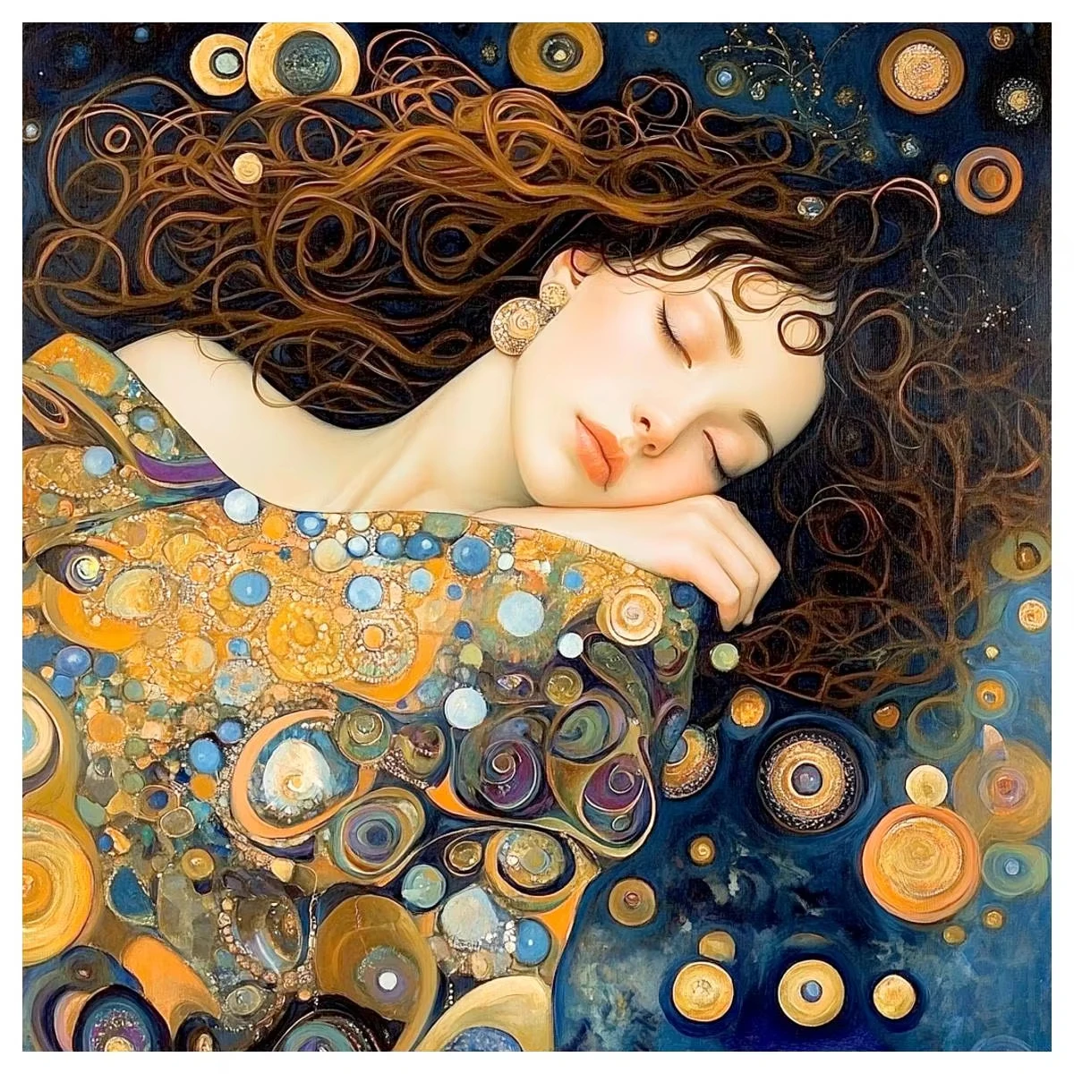 

A Woman Surrounded By The Starry Sky 500PCS/1024 PCS Jigsaw Puzzles Portrait Relaxing Family Activity Games for Room Home Decor