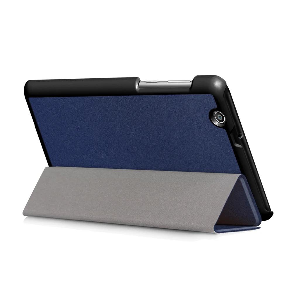 

Ultra-Thin Tri-Folding PU Stand Cover Shell for T3 7 3g Bg2-U01 Dark Blue Full Protection Horizontal