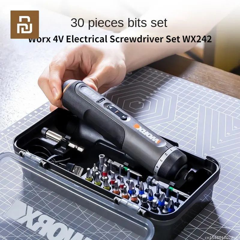 

Worx 4V Electrical Screwdriver Sets WX242/wx240 Smart Cordless Electric Screwdrivers USB Rechargeable Handle 30 Bit Sets Tool