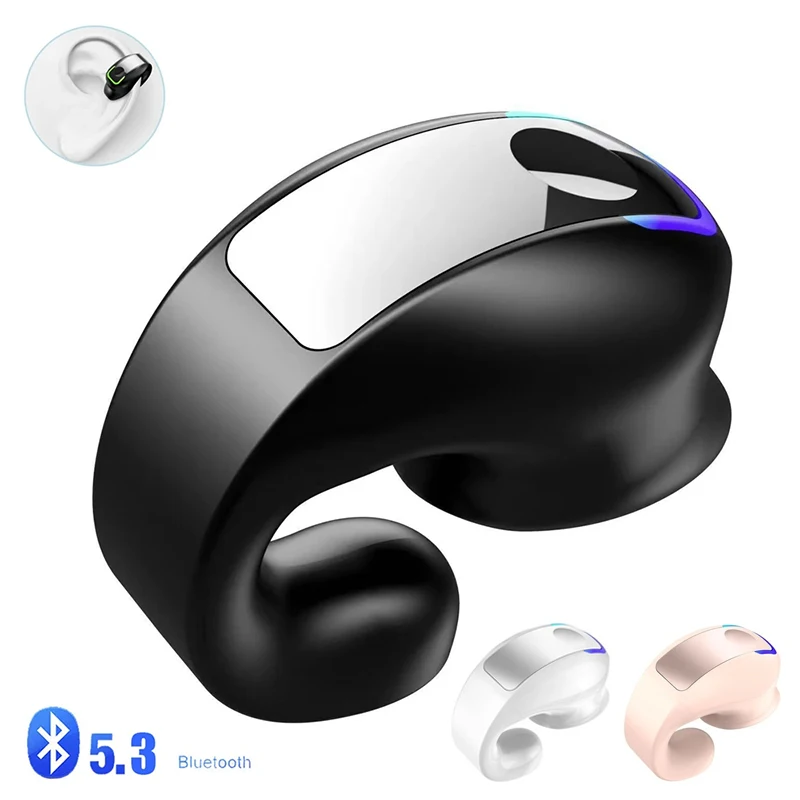 Wireless Ear Clip Earbuds Bone Conduction Headphones Bluetooth 5.3 Waterproof Sport Running Earring Earphones Headset with Mic