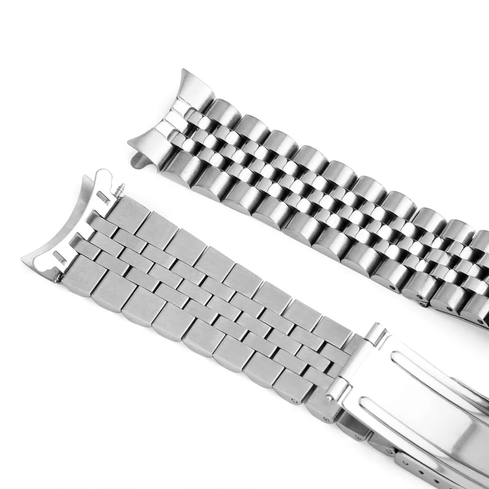 Solid Steel Strap for Rolex Watch Band 18mm 19mm 20mm 21mm Bracelet for Seiko Folding Buckle Metal Watchband Curved End Luxury