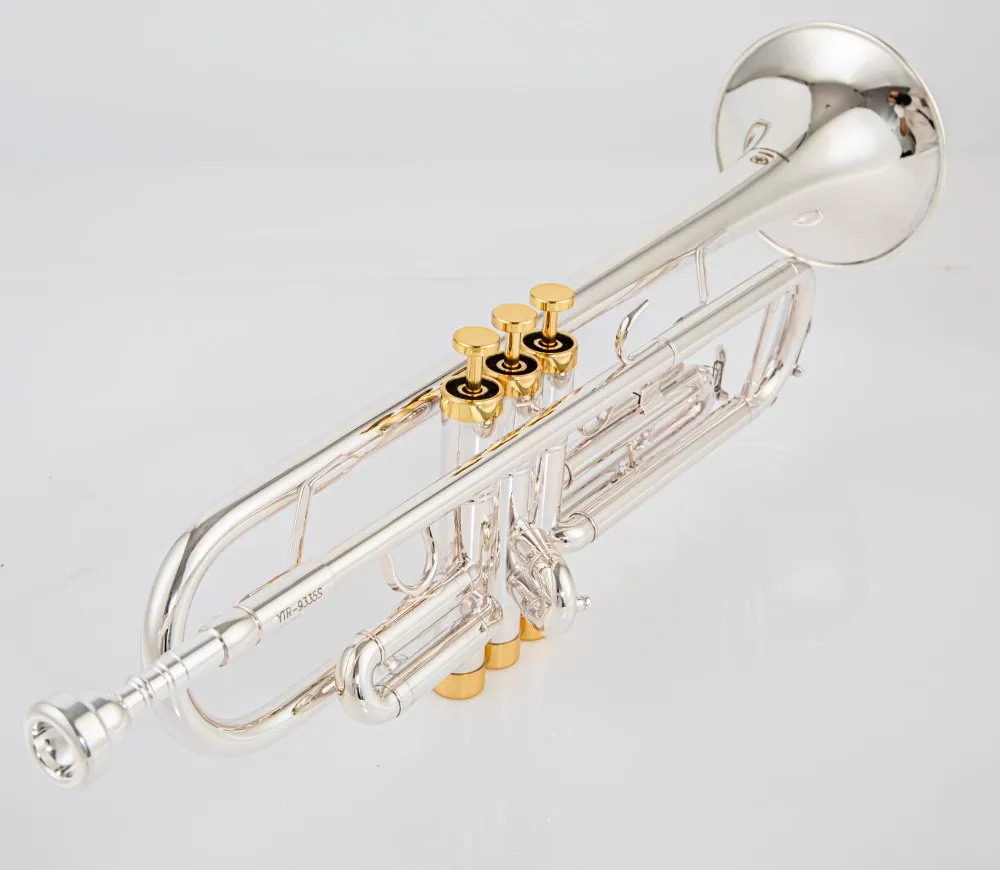 Japan quality 8335S Bb Trumpet B Flat Brass Silver  Plated Professional Trumpet Musical Instruments with Leather Case Gold