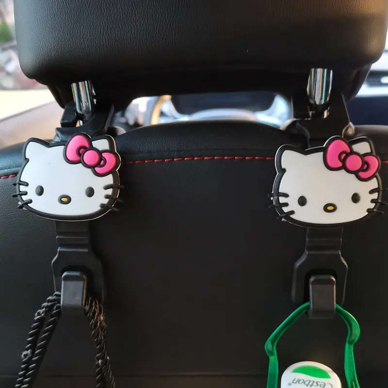 Hello Kitty Car Hook Cartoon Figures Sanrio Kuromi Cinnamoroll Hook Car Accessories Seat Invisible Hook Automobile Decoration