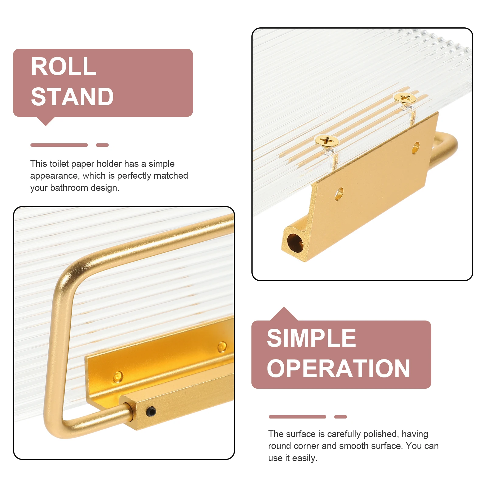 

Punch Free Toilet Paper Holder Shelf Durable Acrylic Aluminum Wall Mount Bathroom Paper Roll Dispenser No Drill