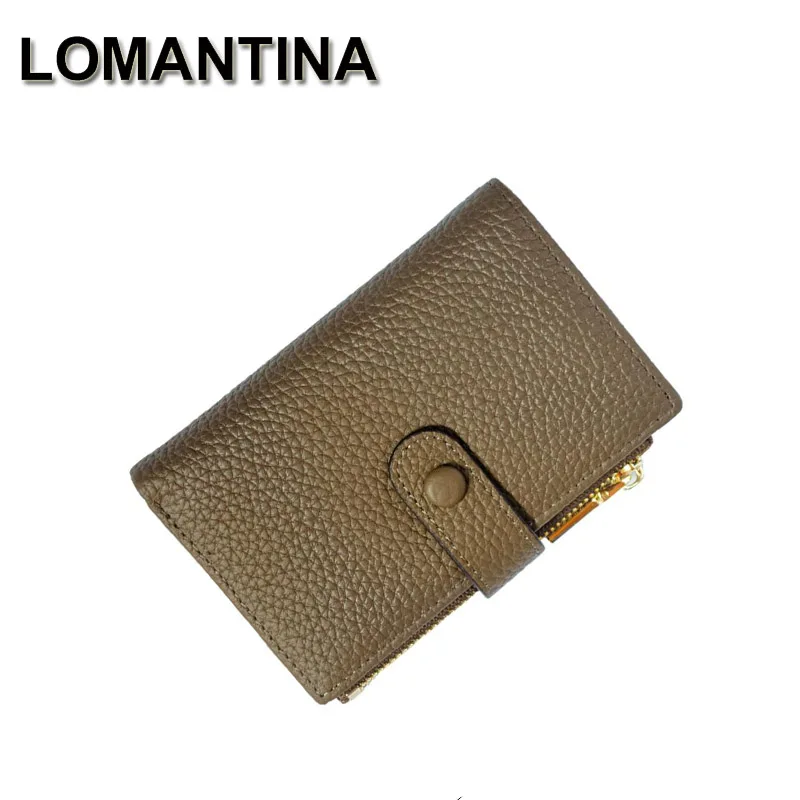 

LOMANTINA Soft Genuine Cow Leather Short Wallets Multifunctional Card Holder For Women Zipper Purses Key Holder Women Coin purse