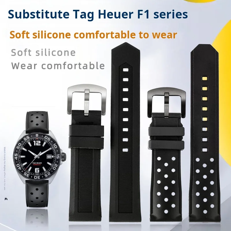 pulseira-de-relogio-de-silicone-respiravel-impermeavel-pulseira-de-aco-refinado-preto-nature-rubber-tag-heuer-carrera-f1-20-22m