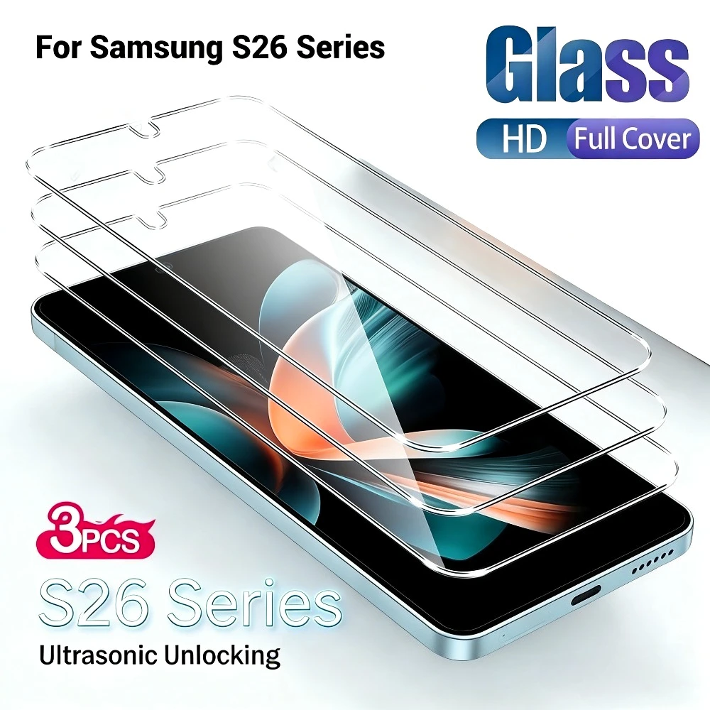 

3Pcs Ultra Clear Tempered Glass for Samsung Galaxy S26 S25 S24 Ultra S23 S22 S21 Plus S26 S25 Edge Anti Scratch Screen Protector