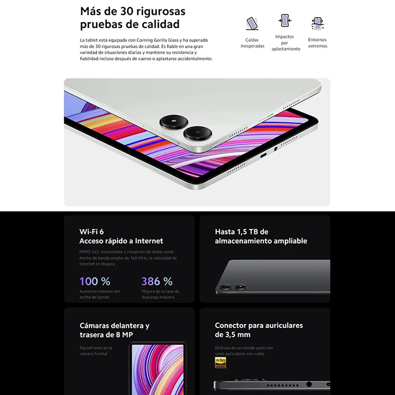 Xiaomi Redmi Pad Pro Tableta，AdaptiveSync de 120 Hz，8 MP Cámara，10000 mAh，Carga de 33 W，Dolby Vision