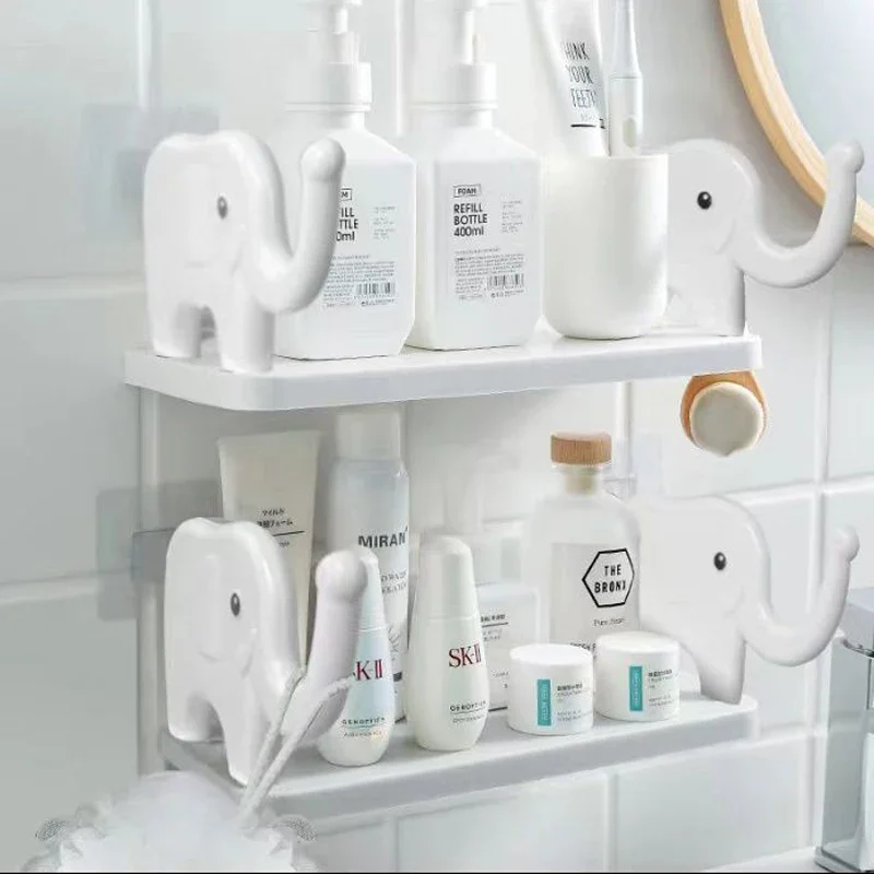 Bathroom Shelf Shower Storage Rack for Soap Shampoo Organizer Little Elephant Shelves No Drilling Cosmetics Holder Home Decor