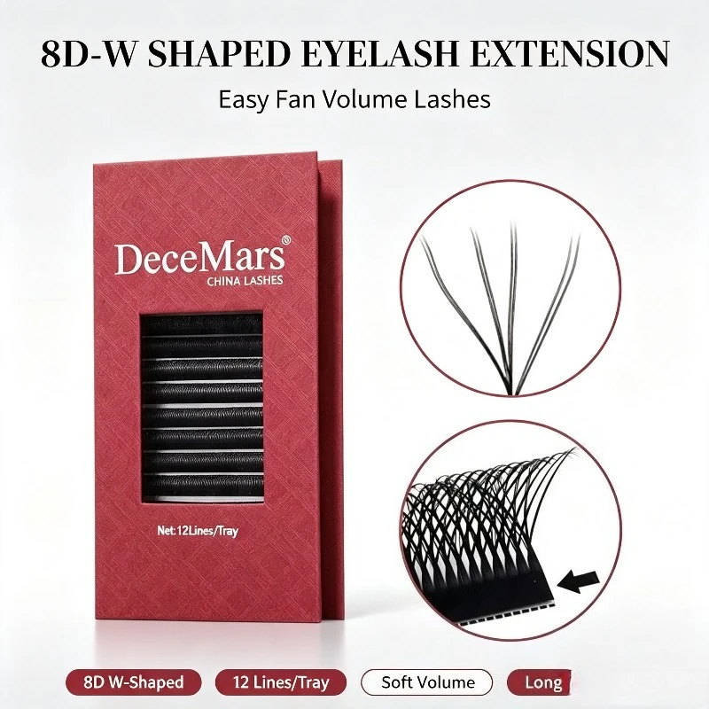 8D-W Eyelash Extension Cable, Dense and Not Easy To Spread Roots and Graft False Eyelashes (12 Lines/plate)