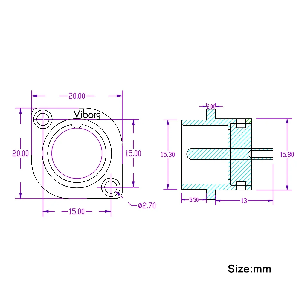 Viborg GM16G Pure copper made Gold plated Micro male connector 2pin GX16 aviation GX16 Male socket Chassis