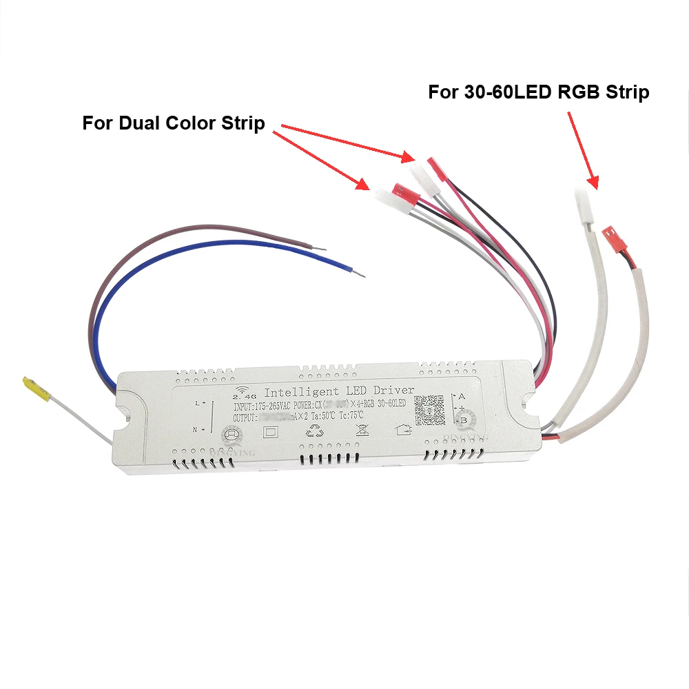 Imagem -06 - Fonte de Alimentação Led Inteligente Controle Remoto e App Cor Dupla Faixa Flexível Lustre Rgb Driver 2.4g 2540w x Rgb 3060led