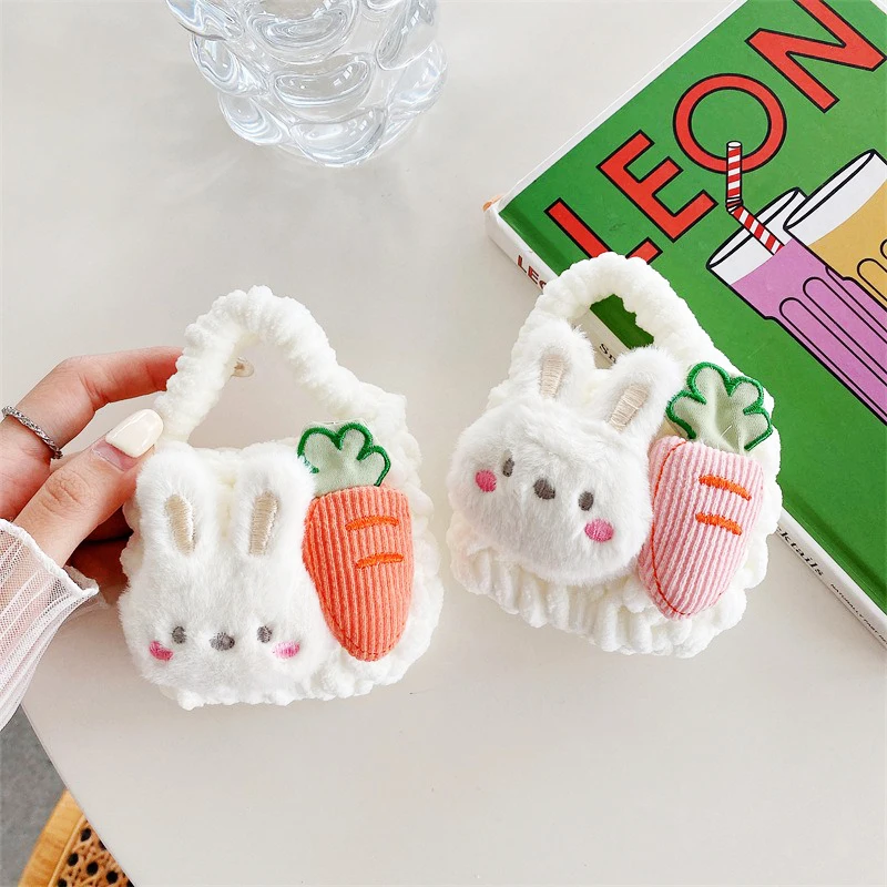 Hand Knitting Carrot Rabbit Earphone Bag For Airpods 1 2 3 Pro Earphone Case Headphone Accessories Usb Cable Small Storage Bag