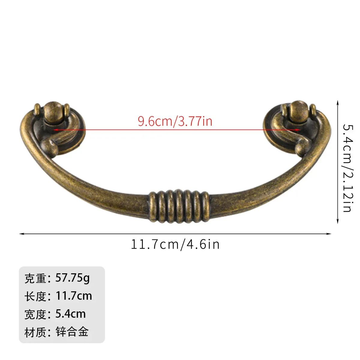 335 New Chinese Antique Bronze Zinc Alloy Antique Double Hole Set Handle Hole Distance 96mm