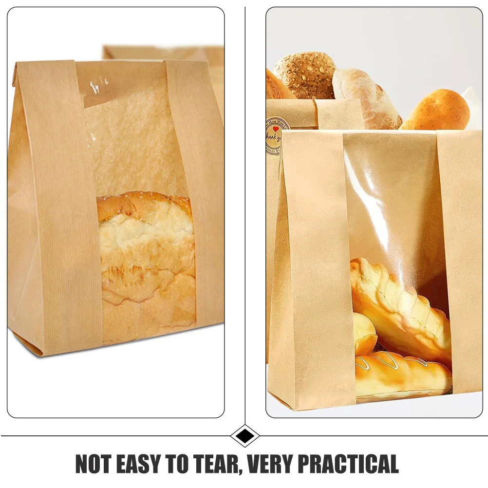

1 set Bread with Clear Window 60Stickers Paper Packing Household Storage Cookie Bags Bread Bags Bakery Accessory