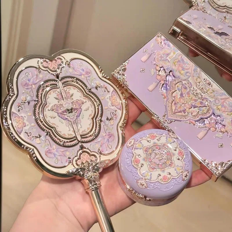 

Косметическое зеркало Flower Knows, фиолетовое, клубничное, в стиле рококо, ручное зеркало, зеркала для макияжа, портативное зеркало с ручкой