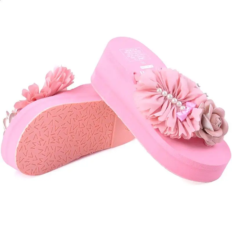 Shoes Women Slippers Flat Flower Slides Med Butterfly-Knot Rubber Flip Flops Fashion Platform Shale Female Beach Soft Hawaiian