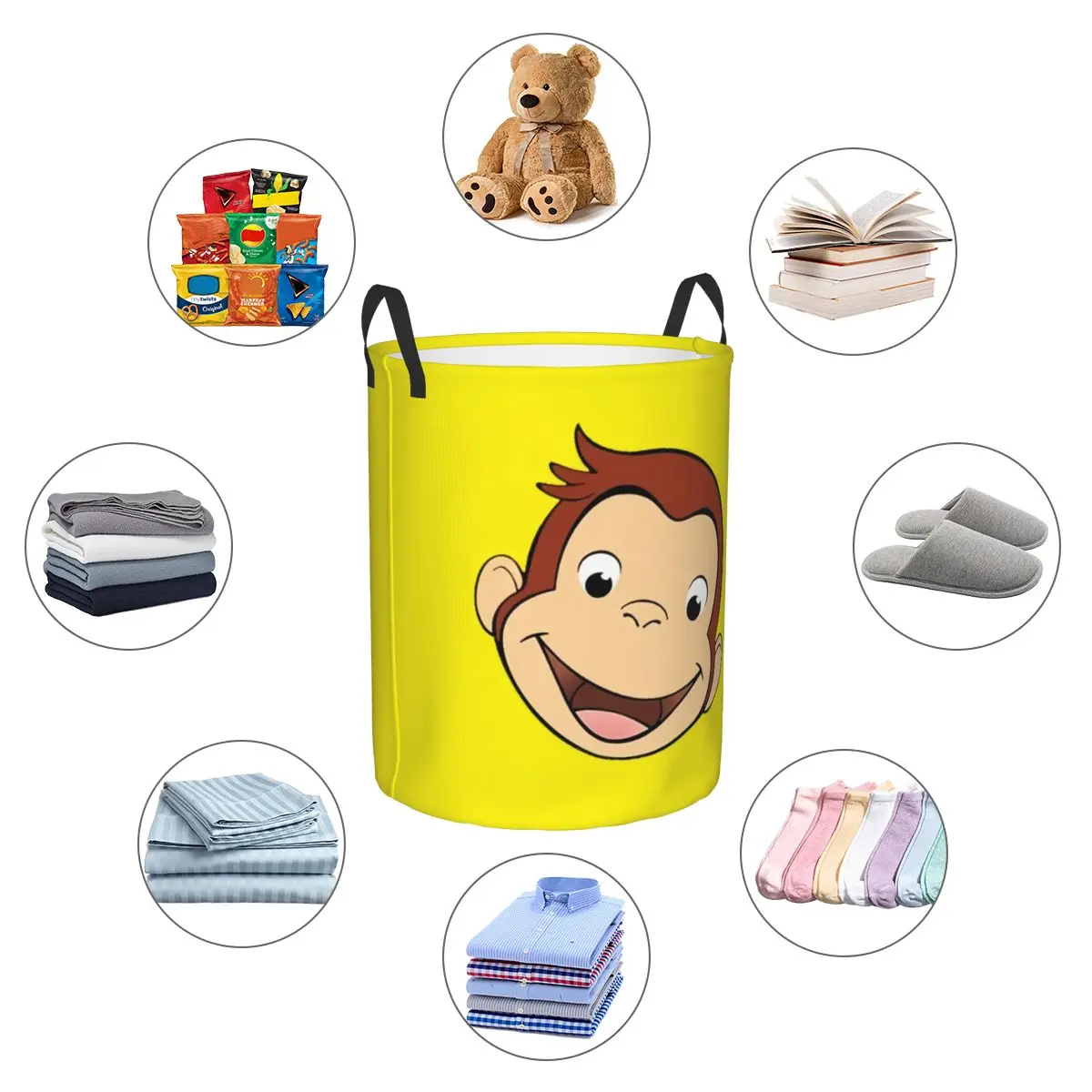 Cartoon Curious Georges Funny TV Monkey Anime Laundry Hamper Large Storage Basket Kids Nursery Toy Organizer view 5