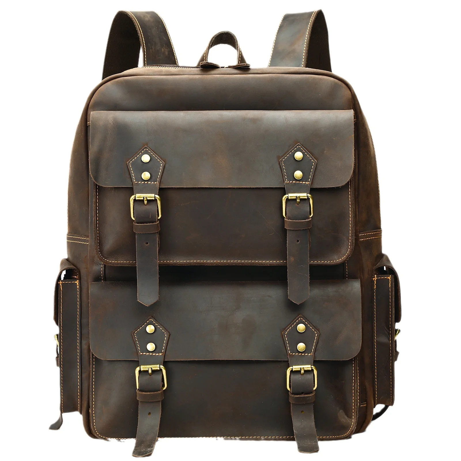 

Винтажный рюкзак Crazy Horse из натуральной кожи, мужской рюкзак из воловьей кожи, походный рюкзак 17 дюймов, сумка для ноутбука, мужской дорожный рюкзак, большой M815