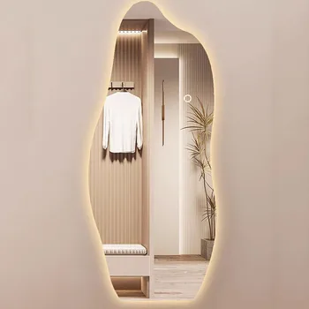 불규칙 메이크업 LED 조명 거울, 여성 남성 풀 럭셔리 바디 미러, 샤워 스탠딩 Espelho Grande Para Quarto 침실 장식 