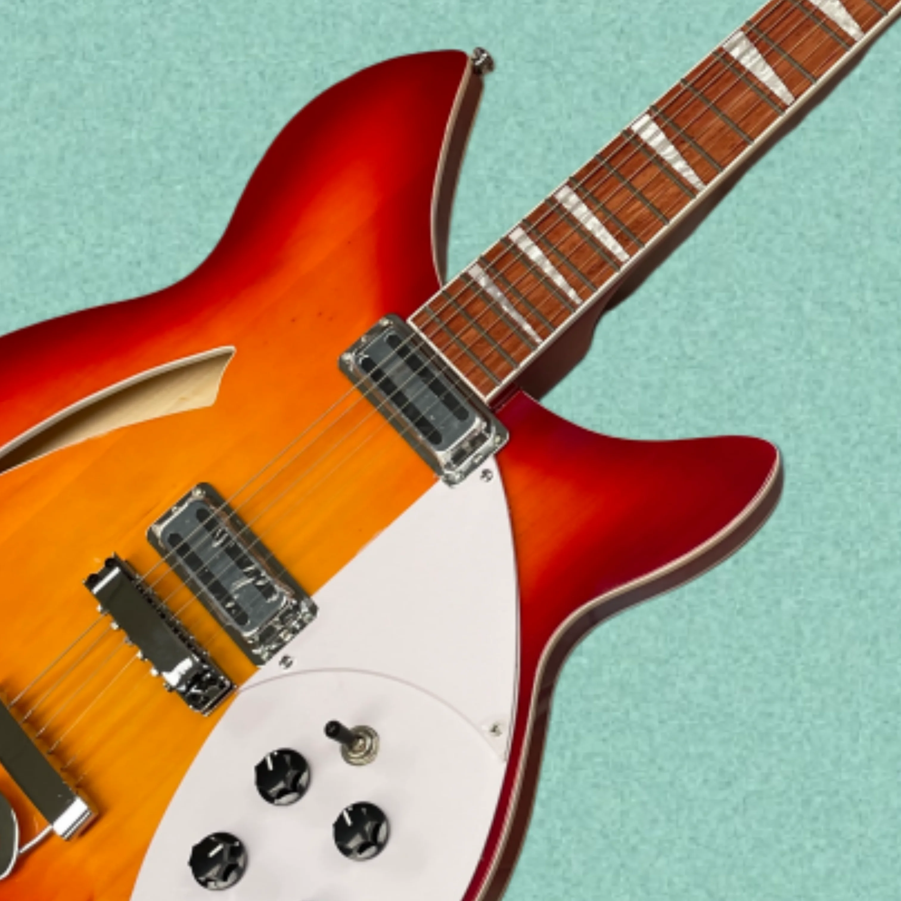 Electric Guitar Beginner - 6-string electric guitar,sunset gradient semi-hollow body,