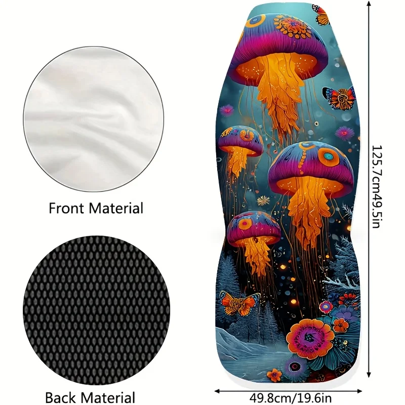2pcs Dream Jellyfish Print Car Seat Covers, Easy-Clean Unisex Front Seat Protectors, Fashionable Car Accessories, All-Season Fr