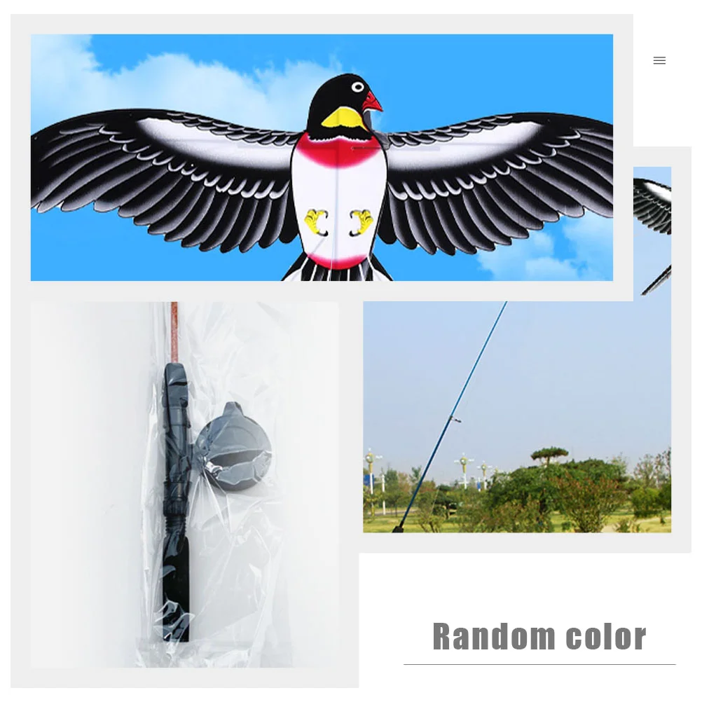 Easy to Fly Fishpole Kite Cartoon Bird Kite for Kids Lightweight Outdoor Toy Random Color Simple Storage Excellent