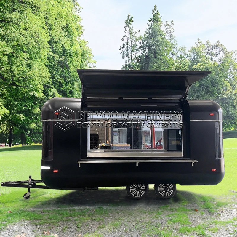 Belyoo Food Trailer Mobile Fast Food Trailer Flower Shop Ice Cream Cart Juice Coffee Kiosk Fully Equipped
