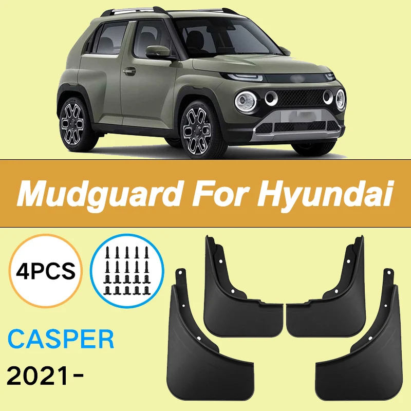 

For Hyundai Casper 2021-2024 Automotive Tire Mudguard Waterproof Prevent Mud Splashing Car Mud Flap Fender Trim 4pcs Accessories