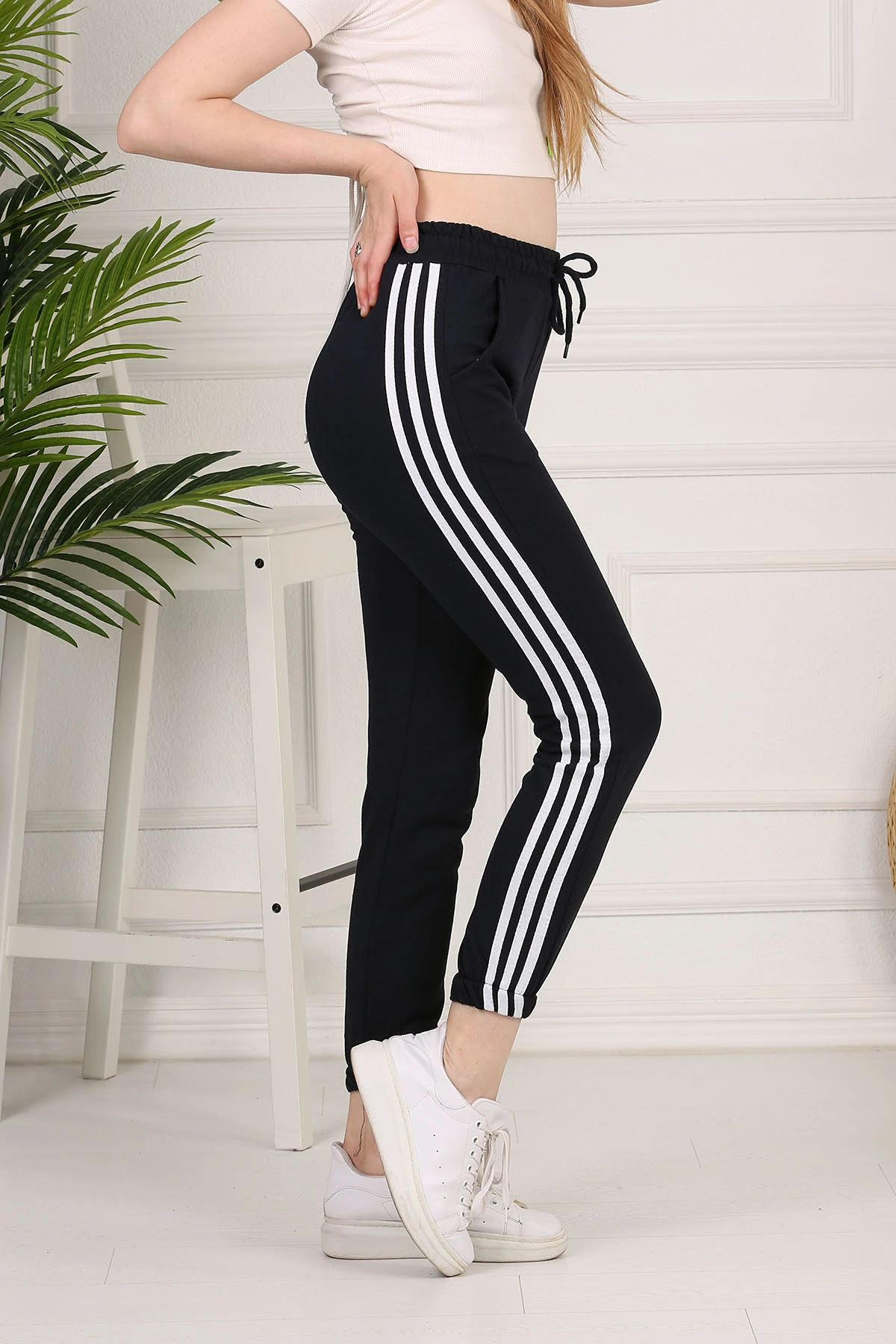 Yanı Stripe Sweatpants E-Black