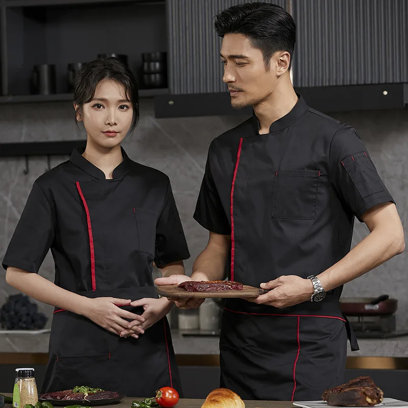 Wang Kai Style Chef uniforme de travail à manches courtes été Restaurant cuisine hôtel vêtements de travail BBQ Hot Pot Restaurant Chef vêtements