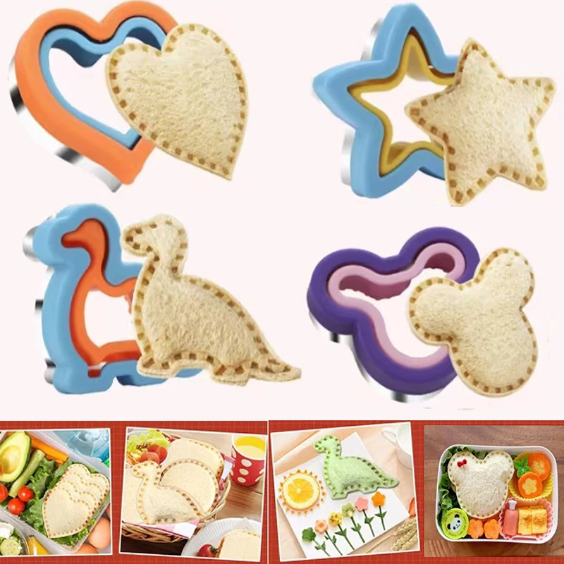 Sandwich Cutters And Sealer Set for Children Kids Food Cookie Bread Mold Maker Kitchen Baking Tools