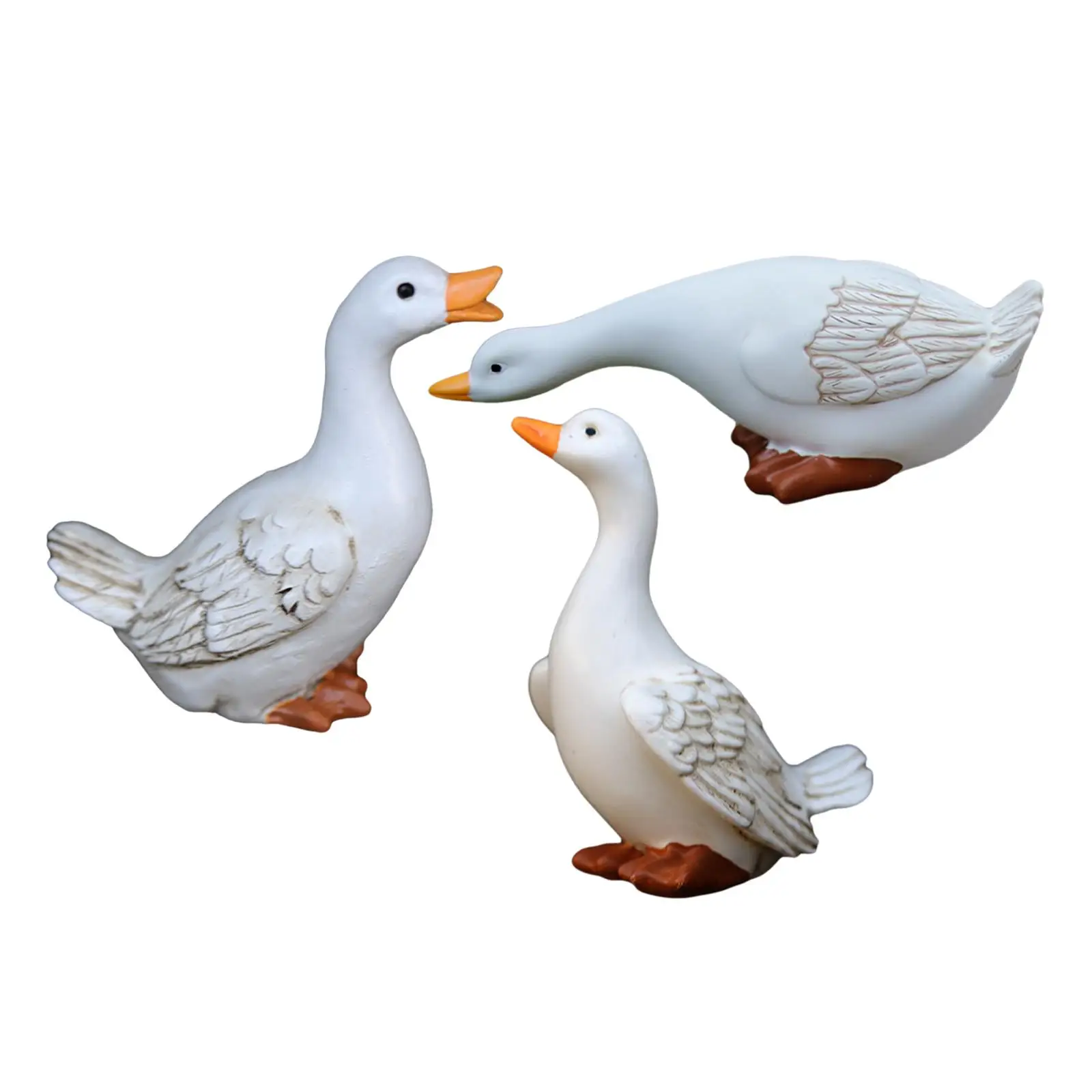 3Pcs Duck Statue Fountain Pond Decoration Landscaping Prop Handcrafted Waterproof Resin Duck Model for Courtyard Lightweight