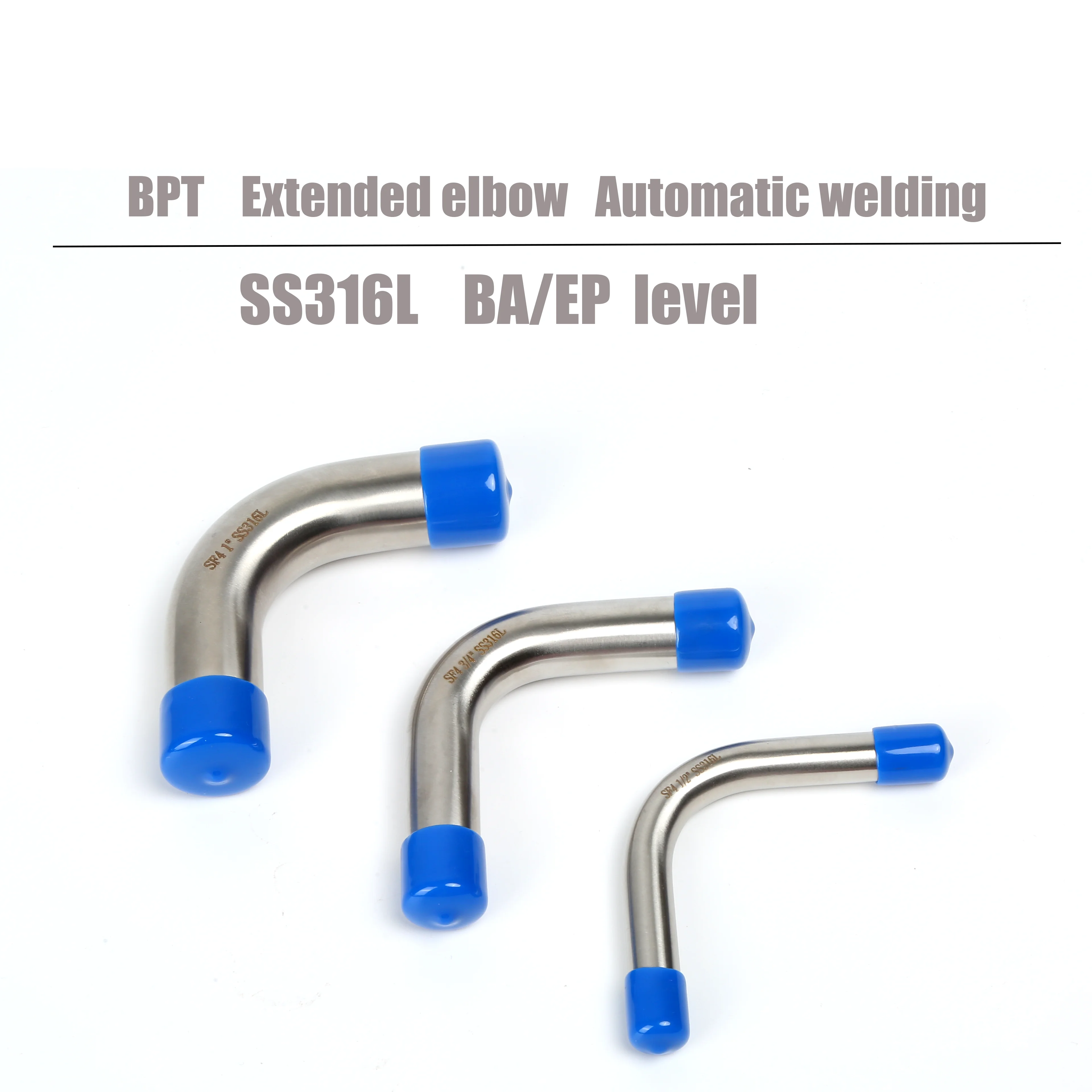 

SS316L stainless steel BPE extended elbow/automatic welding EP/BA grade electrolytic 1/2" 3/4" 1" 1.5" 2" polishing clean elbow