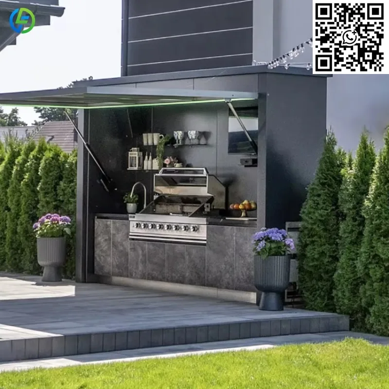 Customized 2.9m Outdoor Kitchens with Electric Door - 304 Metal Sun & Water Resistant with Embedded Grill for Capsule House