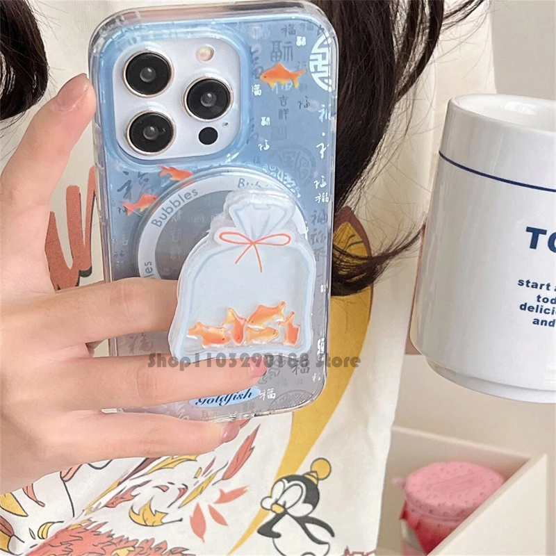 Korea Leuke Drijfzand Cartoon Magnetische Houder Grip Tok Griptok Telefoon Standhouder Ondersteuning Voor iPhone 16 Voor Pad Magsafe Smart Tok