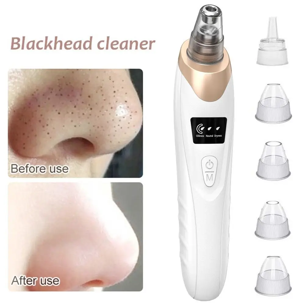 

3 Suction Mode Electric Blackhead Remover 5 Suction Heads Deep Cleansing Blackhead Suction Device Comfortable Grip Multipurpose