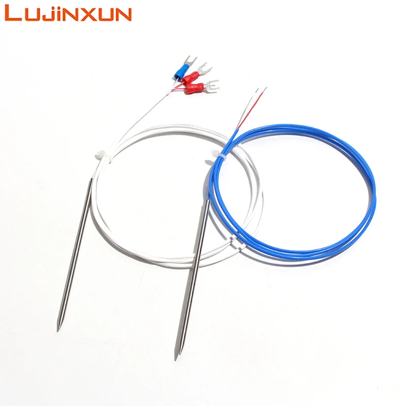 LUJINXUN PT100 K type Sharp Pointed Stainless Steel Tube Platinum Thermal Resistance Piercing Temperature Sensor 3x73mm 1PC