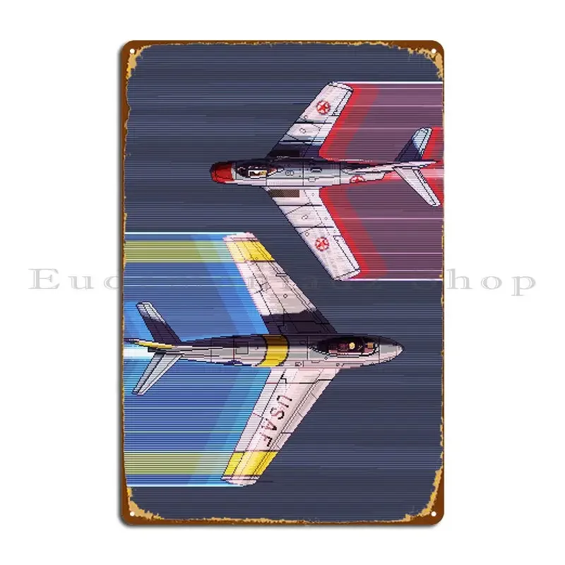 Pixel Art Mig Alley Metal Plaque Poster Club Decoration Design Wall Cave Decoration Tin Sign Poster