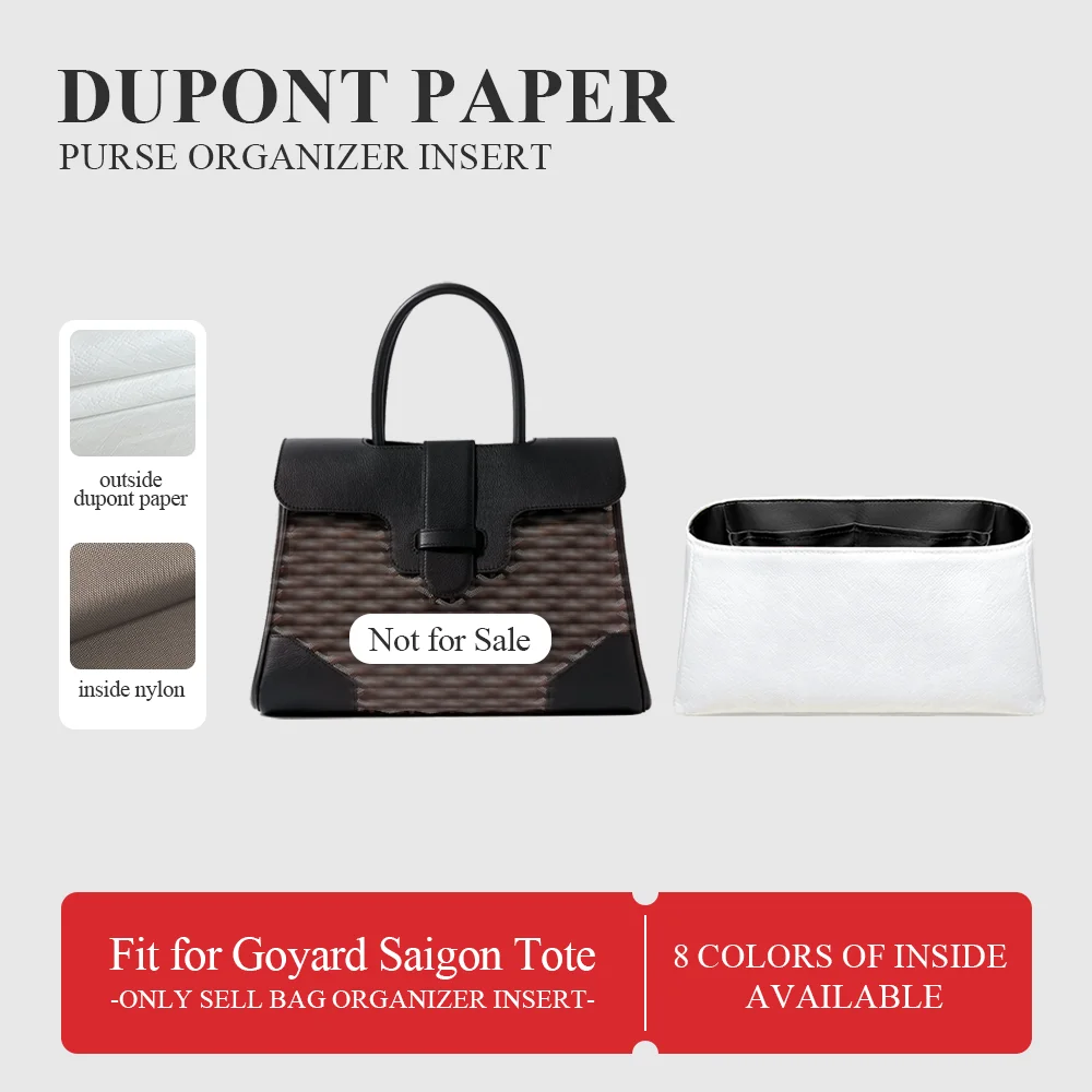 Dupont Paper Purse Organizer Insert Fit for Goyard Saigon Tote Lightweight Inside Storage Bag Large Inner Liner Organizer Bag