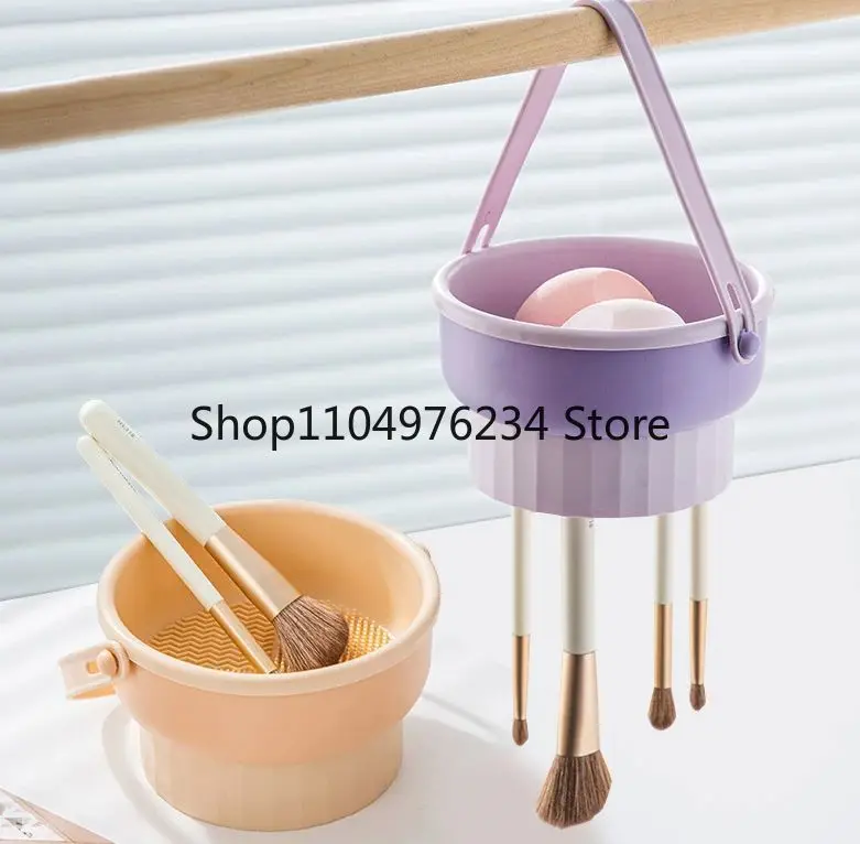 Tampon de nettoyage et support de séchage pour pinceaux de maquillage trois en un en Silicone, accessoire de nettoyage pour outils de maquillage de beauté