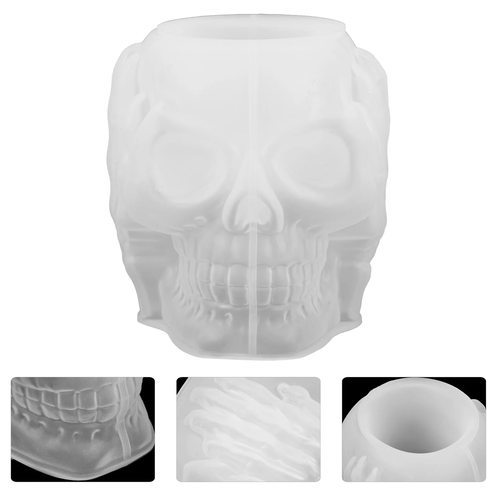 

Reusable Skull Shaped Holder Mold Silicone DIY Casting Mold for Halloween Decor Craft Epoxy Candlestick Making Supplies